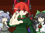  braid grey_hair kaenbyou_rin long_hair multiple_girls nazrin red_hair reiuji_utsuho short_hair touhou urushi 