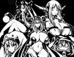  alexstrasza breasts cleavage collar crossed_legs deathwing dragon_girl dragon_tail empty_eyes flat_chest flower genderswap genderswap_(mtf) greyscale grin hood horns huge_breasts long_hair malygos markings monochrome monster_girl multiple_girls nefarian nozdormu orb personification sitting smile tail very_long_hair warcraft world_of_warcraft wristband ysera 