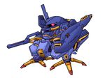  beam_rifle chibi energy_gun gun gundam mecha nekoguruma no_humans shield simple_background solo tr-4_dandelion weapon 