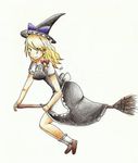  blonde_hair broom kirisame_marisa ruffles sapphirestripe_(artist) scan smile touhou traditional witch 