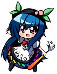  bad_id bad_pixiv_id blue_hair chibi food fruit hat hinanawi_tenshi long_hair peach red_eyes shun_ss solo touhou transparent_background 