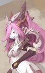  anthro armor dragon female hair kameloh open_mouth pink_eyes pink_hair solo wide_hips 