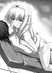  ass elf elf_no_kuni_no_kyuutei_madoushi_ni_naretanode_himesama_ni_seitekina_itazura_wo_shitemita monochrome naked narumi_cristear_note pointy_ears 