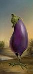  ambiguous_gender avian bird eggplant food fruit great_eggplant_of_kalamata hybrid outside pear pond solo_focus tree ursula_vernon 