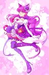  animal_ears blush cure_macaron dress kirakira_precure_a_la_mode long_hair magical_girl purple_hair smile tail violet_eyes 