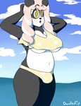  anna-lao anthro beach bear big_breasts bikini breasts bulge cleavage clothed clothing dickgirl digital_media_(artwork) doodle_dip fur hair intersex looking_at_viewer mammal navel open_mouth panda seaside slightly_chubby solo swimsuit white_fur wide_hips 
