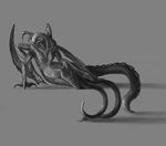  alien breasts claws evolve_(copyright) fangs female grey_background monochrome nipples nude open_mouth phinja pose scalie simple_background sketch smile solo tentacles video_games wraith_(evolve) 