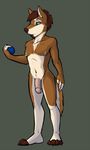  2017 anthro balls canine chris digital_media_(artwork) fur hair ivory-raven male mammal nipple_piercing nipples nude penis piercing simple_background solo standing wolf 