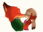  2017 anthro canine clothed clothing disney duo expression_meme eyes_closed female fox hug judy_hopps kissing lagomorph male male/female mammal nick_wilde rabbit romantic_couple side_view simple_background sprinkah white_background zootopia 