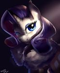  2017 absurd_res blue_eyes equine eyelashes eyeshadow female friendship_is_magic hair hi_res horn looking_at_viewer makeup mammal mrscurlystyles my_little_pony one_eye_closed purple_hair rarity_(mlp) smile solo unicorn wink 