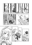  bamboo bamboo_forest bear bunny bunny_ears bunny_tail comic commentary_request forest greyscale head_wreath highres inaba_tewi mana_(tsurubeji) monochrome nature partially_translated speech_bubble tail touhou translation_request 