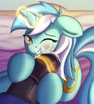  2017 atmosseven blush cum cum_on_face cutie_mark disembodied_penis equine erection female feral friendship_is_magic hair hi_res horn looking_at_viewer lyra_heartstrings_(mlp) magic male mammal multicolored_hair my_little_pony penis solo two_tone_hair unicorn 