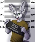  anthro canine clothed clothing fennec fox fur green_eyes grey_fur inner_ear_fluff kyotokisha15 male mammal mugshot open_mouth solo teeth tongue 