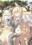  3girls absurdres animal_ears assault_rifle babydoll barcode barcode_tattoo beret binoculars blonde_hair blue_eyes blush_stickers bottomless bullet_hole chinese_commentary commentary_request dated frown g11_(girls_frontline) g41_(girls_frontline) girls_frontline gun h&amp;k_g41 hair_between_eyes hair_ornament hat highres hinbackc hk416_(girls_frontline) holding holding_gun holding_weapon leaf long_hair looking_afar looking_at_viewer low-tied_long_hair mechanical_arm mechanical_leg military military_vehicle multiple_girls on_vehicle outdoors rifle signature silver_hair sitting sleeping spaghetti_strap spoken_ellipsis sunlight tail tattoo thighhighs tree weapon white_legwear zzz 