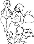  anthro big_breasts bikini black_and_white blush breasts butt cleavage clothed clothing female huge_breasts jijis-waifus looking_back monochrome nipples nude oh-jiji open_mouth scalie sweat swimsuit 