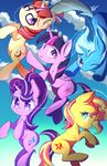  2017 cloud cutie_mark equestria_girls equine eyewear feathered_wings feathers female feral friendship_is_magic glasses group hair horn kawaiipony2 looking_at_viwer mammal moondancer_(mlp) multicolored_hair my_little_pony outside purple_feathers sky smile starlight_glimmer_(mlp) sunset_shimmer_(eg) trixie_(mlp) twilight_sparkle_(mlp) two_tone_hair unicorn winged_unicorn wings 