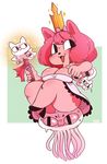  :3 anthro big_breasts blush bow breasts cat cleavage clothed clothing crown crying feline female fur hair hybrid jellyfish mammal marine nuclearwasabi open_mouth pink_fur pink_hair short_stack sitting skimpy solo_focus sparkles sugar_(gats) tears tentacles wand 