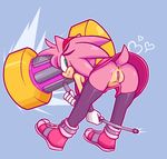  &lt;3 2017 amy_rose anthro anus bare_shoulders black_nose blue_background butt clothing digital_media_(artwork) dress female footwear gloves green_eyes hair hammer headband hedgehog legwear mammal pink_hair pixel_(artwork) pussy shoes short_hair simple_background smile solo sonic_(series) sonic_boom thanu tools video_games 