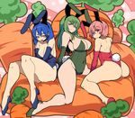  animal_ears ass bare_legs bare_shoulders blue_eyes blue_hair blush breasts bunny_ears bunny_girl bunny_tail bunnysuit carrot cleavage covered_navel curvy detached_sleeves est fake_animal_ears fire_emblem fire_emblem:_monshou_no_nazo fire_emblem_heroes food full_body green_eyes green_hair headband kara_age katua large_breasts long_hair multiple_girls paola pink_eyes pink_hair seductive_smile short_hair siblings sisters sitting smile tail thighs vegetable 