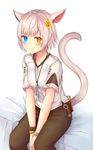  :p animal_ears blue_eyes cat_ears cat_tail catboy facial_mark final_fantasy final_fantasy_xiv heterochromia highres kida_kuro_mu looking_at_viewer male_focus md5_mismatch miqo'te original otoko_no_ko shiro_(kida_kuro_mu) short_hair simple_background sitting slit_pupils solo tail tongue tongue_out white_hair yellow_eyes 