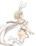  alternate_costume animal_ears areola_slip areolae ass blonde_hair breasts brown_eyes bunny_ears bunny_tail cape cleavage djeeta_(granblue_fantasy) fake_animal_ears flower from_behind granblue_fantasy hair_flower hair_ornament hairband lang_(chikage36) leotard looking_at_viewer medium_breasts nipple_slip nipples sage_(granblue_fantasy) short_hair short_sleeves solo tail thighhighs thighs wrist_cuffs 
