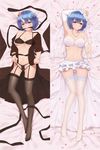  &gt;:) arm_up ass_visible_through_thighs black_bra black_legwear black_panties black_ribbon blue_eyes blue_hair blush bow bow_panties bra breasts bride cleavage closed_mouth collarbone dakimakura detached_sleeves eyebrows_visible_through_hair flower full_body garter_straps glowing hair_flower hair_ornament head_tilt highres horn jewelry knees_together_feet_apart long_sleeves lying medium_breasts microskirt mouth_hold multiple_views necklace neps-l on_back open_clothes panties pearl_necklace petals pleated_skirt re:zero_kara_hajimeru_isekai_seikatsu rem_(re:zero) ribbon ring short_hair skirt smile thighhighs underwear v-shaped_eyebrows veil wedding_ring white_bra white_legwear white_panties white_skirt 