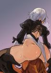  ass blindfold clothed_sex from_behind heavy_breathing leotard leotard_pull nier_(series) nier_automata sex short_hair sitting_on_face sweat temix thong_leotard wedgie white_hair yorha_no._2_type_b 