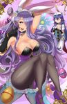  :d anger_vein animal_ears armpits bare_shoulders black_gloves black_legwear blue_eyes blush breast_envy breasts bunny_ears bunny_girl bunny_tail bunnysuit camilla_(fire_emblem_if) cleavage commentary_request detached_collar easter easter_egg egg fake_animal_ears fire_emblem fire_emblem:_kakusei fire_emblem_heroes fire_emblem_if flat_chest gloves hands_on_own_chest high_heels highres large_breasts legs leotard lips long_hair looking_at_viewer lucina magister_(medical_whiskey) multiple_girls open_mouth pantyhose purple_hair smile tail teeth thighs very_long_hair 