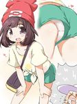  ass bag beanie blonde_hair blush braid brown_eyes brown_hair eyebrows_visible_through_hair green_shorts hat heart leaning_forward lillie_(pokemon) long_hair mizuki_(pokemon) multiple_girls naitou_kouse open_mouth panties pokemon pokemon_(game) pokemon_sm shirt short_hair short_shorts shorts shouting smile sun_hat surprised t-shirt tied_shirt twin_braids underwear upshorts white_panties yellow_shirt 