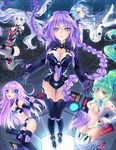  5girls black_heart blanc blue_hair choujigen_game_neptune green_hair green_heart multiple_girls nepgear neptune_(choujigen_game_neptune) neptune_(series) noire pink_hair purple_hair purple_heart purple_sister symbol-shaped_pupils vert white_hair white_heart 