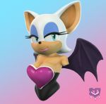  2019 3d_(artwork) 3d_bust blue_eyes breasts cleavage clothed clothing digital_media_(artwork) female fur gradient_background makeup rouge_the_bat simple_background sonic_(series) sorok17 white_fur 