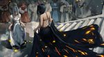  artist_name black-haired_girl_(wlop) black_dress black_hair bug butterfly closed_eyes crowd dress elf grey_dress grey_hair hair_ornament highres insect long_hair md5_mismatch multiple_girls original pointy_ears resized shadow skirt upscaled wlop 
