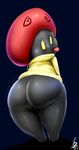  anthro big_butt black_skin butt byondrage clothing disney flora kingdom_hearts looking_at_viewer looking_back male mushroom not_furry nude plant simple_background solo square_enix tongue video_games yellow_eyes 