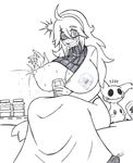  areola big_breasts big_nipples bottle breasts clothed clothing dripping duo female hex_maniac huge_breasts human human_focus lactating mammal milk mimikyu monochrome mutantnight nintendo nipples not_furry pok&eacute;mon simple_background sketch solo_focus sweat video_games white_background 