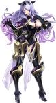  armor black_armor black_footwear black_panties boots breasts camilla_(fire_emblem_if) capelet cleavage fire_emblem fire_emblem_heroes fire_emblem_if full_body hand_on_own_chest head_tilt high_heel_boots high_heels highres large_breasts leather lips loincloth long_hair looking_at_viewer maeshima_shigeki official_art panties parted_lips purple_eyes purple_hair shiny shiny_clothes shiny_hair shiny_skin solo thigh_boots thighhighs thighs tiara transparent_background underwear vambraces very_long_hair wavy_hair 