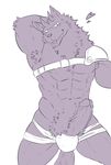  bathym big_penis canine clothed clothing jockstrap male mammal muscular muscular_male penis pubes simple_background skimpy solo tokyo_afterschool_summoners tongue underwear white_background wolf 