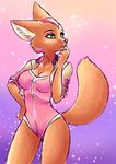  breasts canine cleavage clothed clothing fara_phoenix female fennec fox hand_on_hip mammal naaraskettu nintendo solo standing star_fox tight_clothing video_games 