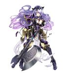  angry armor axe black_armor black_footwear black_panties boots breast_hold breasts camilla_(fire_emblem_if) capelet cleavage fire_emblem fire_emblem_heroes fire_emblem_if full_body high_heel_boots high_heels highres holding holding_axe large_breasts leather lips loincloth long_hair maeshima_shigeki official_art panties purple_eyes purple_hair shiny shiny_clothes shiny_hair shiny_skin solo teeth thigh_boots thighhighs tiara torn_clothes torn_legwear torn_loincloth transparent_background underwear vambraces very_long_hair wavy_hair weapon 