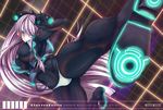  attack bad_id bad_pixiv_id blue_eyes bodysuit borrowed_character breasts character_name electro_emilia english fukai_ryousuke glowing glowing_lines large_breasts lavender_hair legs long_hair neon_trim original panties panties_over_pantyhose pantyhose solo space thighs underwear very_long_hair vest 