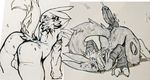  ass_up backsack balls butt cum cum_on_back cum_on_butt digimon male male/male penis renamon sketch solo_focus tzarvolver 