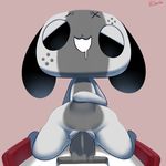  2017 abdominal_bulge animate_inanimate anthro canine clitoris digital_media_(artwork) dog drooling empty_eyes female half-closed_eyes kneeling looking_pleasured ltomb mammal nintendo nintendo_switch open_mouth penetration pussy saliva short_stack simple_background smile solo switch_dog thick_thighs tongue vaginal vaginal_penetration video_games wide_hips 