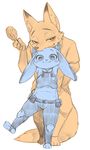  2016 anthro big_eyes canine clothing colored_sketch disney duo female floppy_ears fox judy_hopps lagomorph larger_male long_ears looking_at_viewer male mammal nick_wilde police_uniform popsiclestanding rabbit shinobe simple_background size_difference smaller_female smile uniform white_background zootopia 