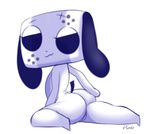  2017 animate_inanimate anthro big_butt butt canine digital_media_(artwork) dog empty_eyes female half-closed_eyes looking_at_viewer ltomb mammal nintendo nintendo_switch pose pussy short_stack simple_background smile solo switch_dog video_games white_background 