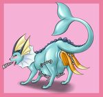  2016 ambiguous_gender belly big_belly black_sclera blue_skin brown_fur buizel butt dialogue dipstick_tail drooling duo eeveelution english_text female female/ambiguous feral fin fur half-closed_eyes multi_tail multicolored_tail nintendo nude pink_background pink_border pok&eacute;mon purple_eyes pussy pussy_juice raised_tail saliva simple_background solo_focus text tongue tongue_out unbirthing vaporeon video_games vore white_membrane yellow_membrane ziravore 