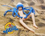  badtastetoybox bangs beach blue_hair breasts eyes_closed figure ikamusume logo lying nude_beach on_back open_mouth photography pussy small_breasts solo sotai_body squid_girl tentacle uncensored 