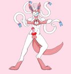  2017 amarashi anthro balls blue_eyes canine digital_media_(artwork) eeveelution erection looking_at_viewer male mammal nintendo nude penis pok&eacute;mon simple_background smile solo sylveon video_games what_has_science_done 