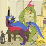  anal anal_beads anal_penetration anthro anthro_on_anthro ball_gag balls bdsm bondage bound crocodile crocodilian duo egyptian gag hat interspecies koorivlf male male/male mammal marius musclegut muscular muscular_male mustelid otter penetration reptile scalie sex_toy smile 