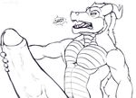  anthro armpits blue_theme dragon erection humanoid_penis hyper hyper_penis koorivlf male masturbation nude open_mouth penis sketch solo uncut 