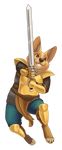  2013 alpha_channel anthro armor canine corgi dog female fur mammal melee_weapon pixel-prism simple_background solo sword transparent_background weapon yellow_fur 