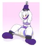  anthro armpits bdsm blush bondage bound caprine diaper female goat mammal monster pacifier red_eyes simple_background sylph-space toriel undertale urine video_games watersports wet_diaper wetting 